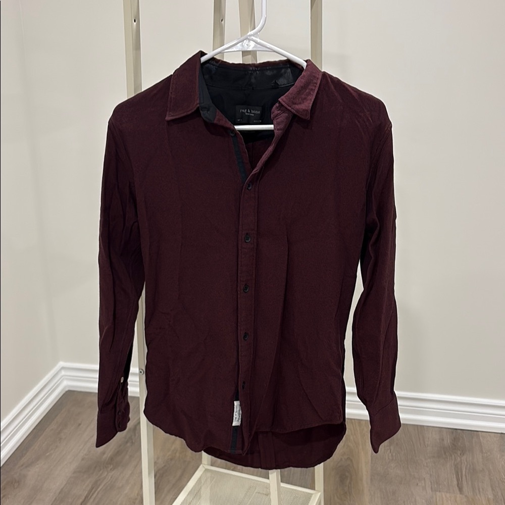 Burgundy Long Sleeve Button-Up Shirt